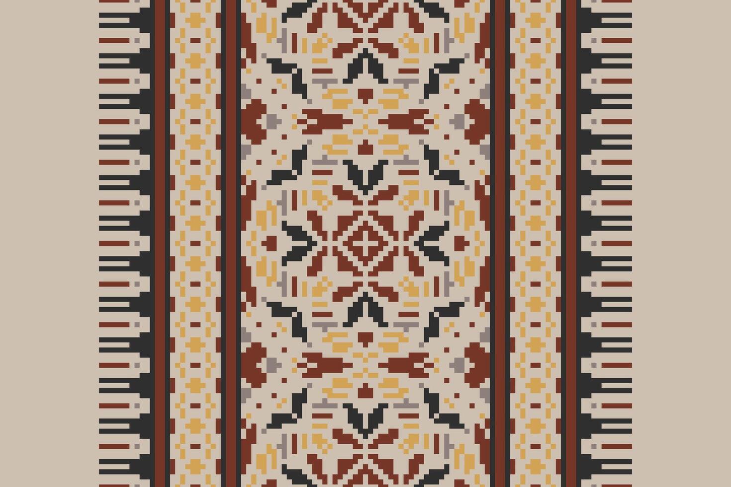 Baroque pattern Seamless Native American, Motif embroidery, Pixel Ikat embroidery Design for Print endless arabesque cloth dupatta shawl bandana print silk kurta men vector