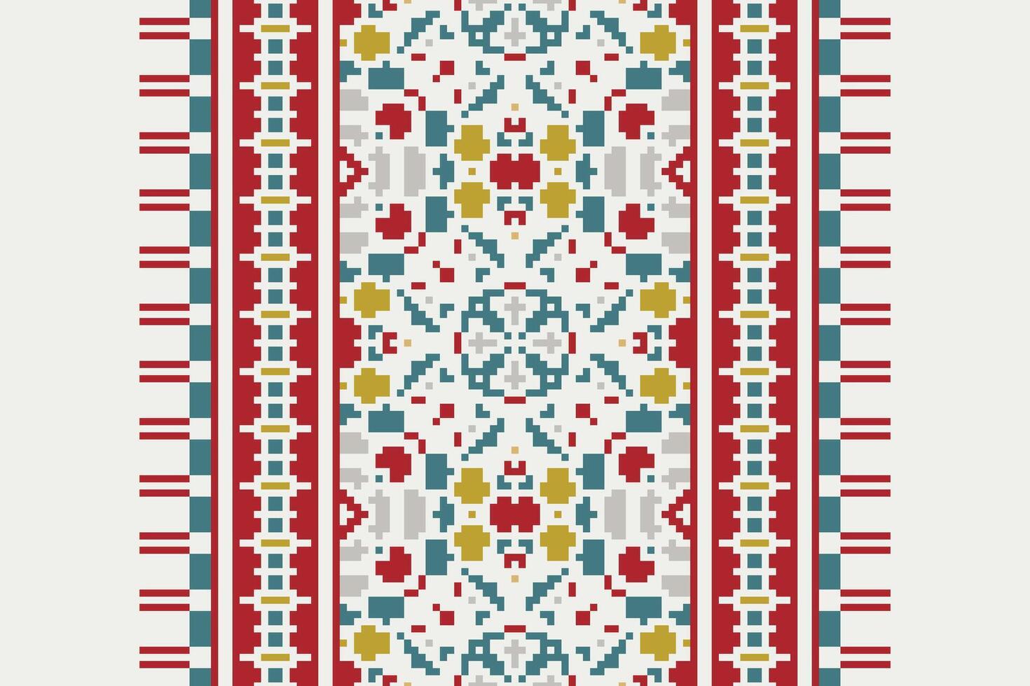 Baroque pattern Seamless Native American, Motif embroidery, Pixel Ikat embroidery Design for Print pattern vintage flower folk navajo patchwork pattern vector