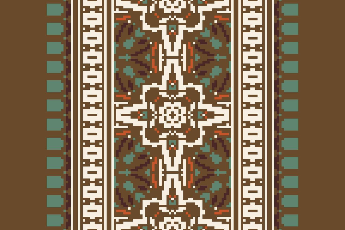 Baroque pattern Seamless Bandana print silk Motif embroidery, Pixel Ikat embroidery Design for Print indonesian batik motif embroidery native american kurta mughal design vector