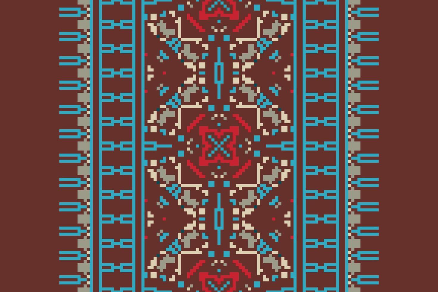 Baroque pattern Seamless Bandana print silk Motif embroidery, Pixel Ikat embroidery Design for Print indigenous art aboriginal art pattern floral kurti mughal border vector