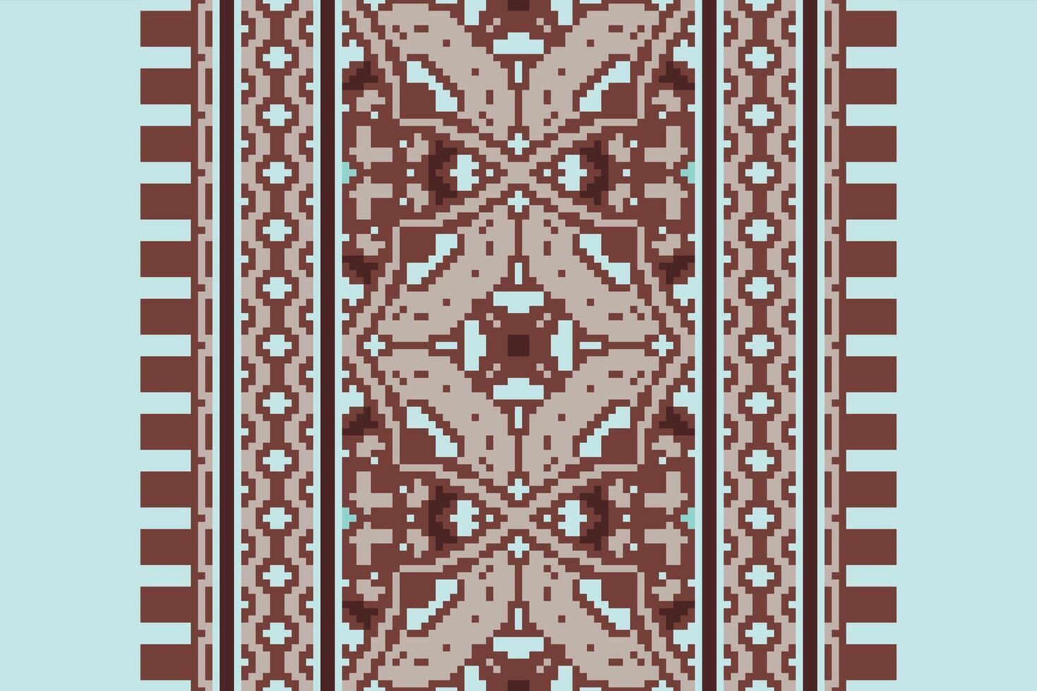 Baroque pattern Seamless Bandana print silk Motif embroidery, Pixel Ikat embroidery Design for Print figure tribal ink on cloth patola sari vector