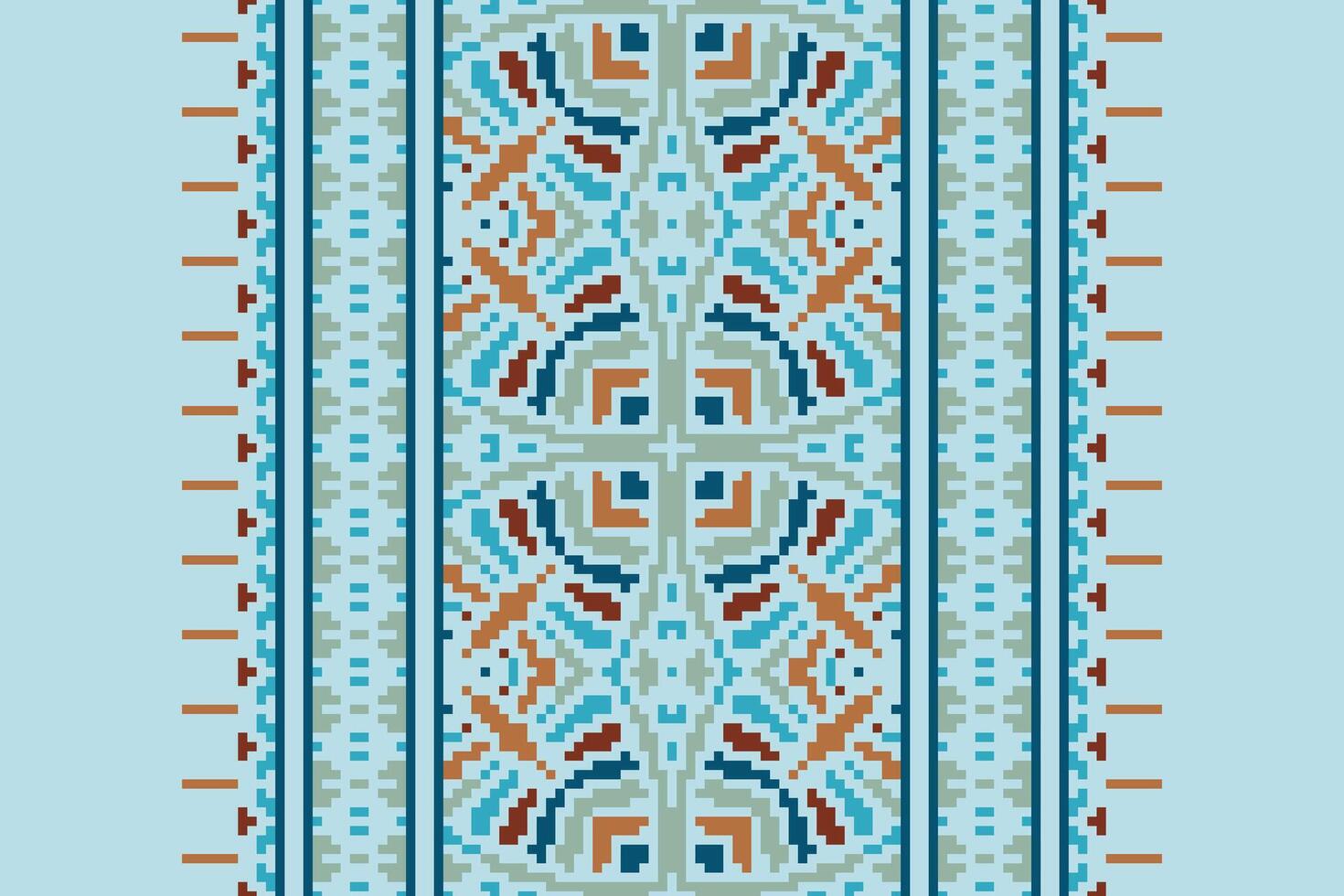 Baroque pattern Seamless Mughal architecture Motif embroidery, Pixel Ikat embroidery Design for Print vyshyvanka placemat quilt sarong sarong beach kurtis Indian motifs vector