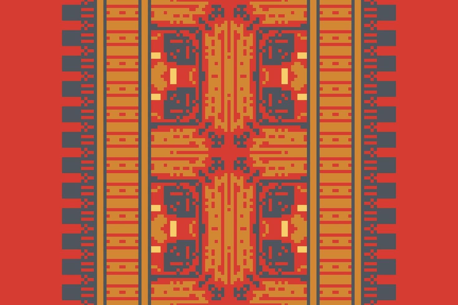 Baroque pattern Seamless Scandinavian pattern Motif embroidery, Pixel Ikat embroidery Design for Print Texture fabric saree sari carpet. kurta patola saree vector