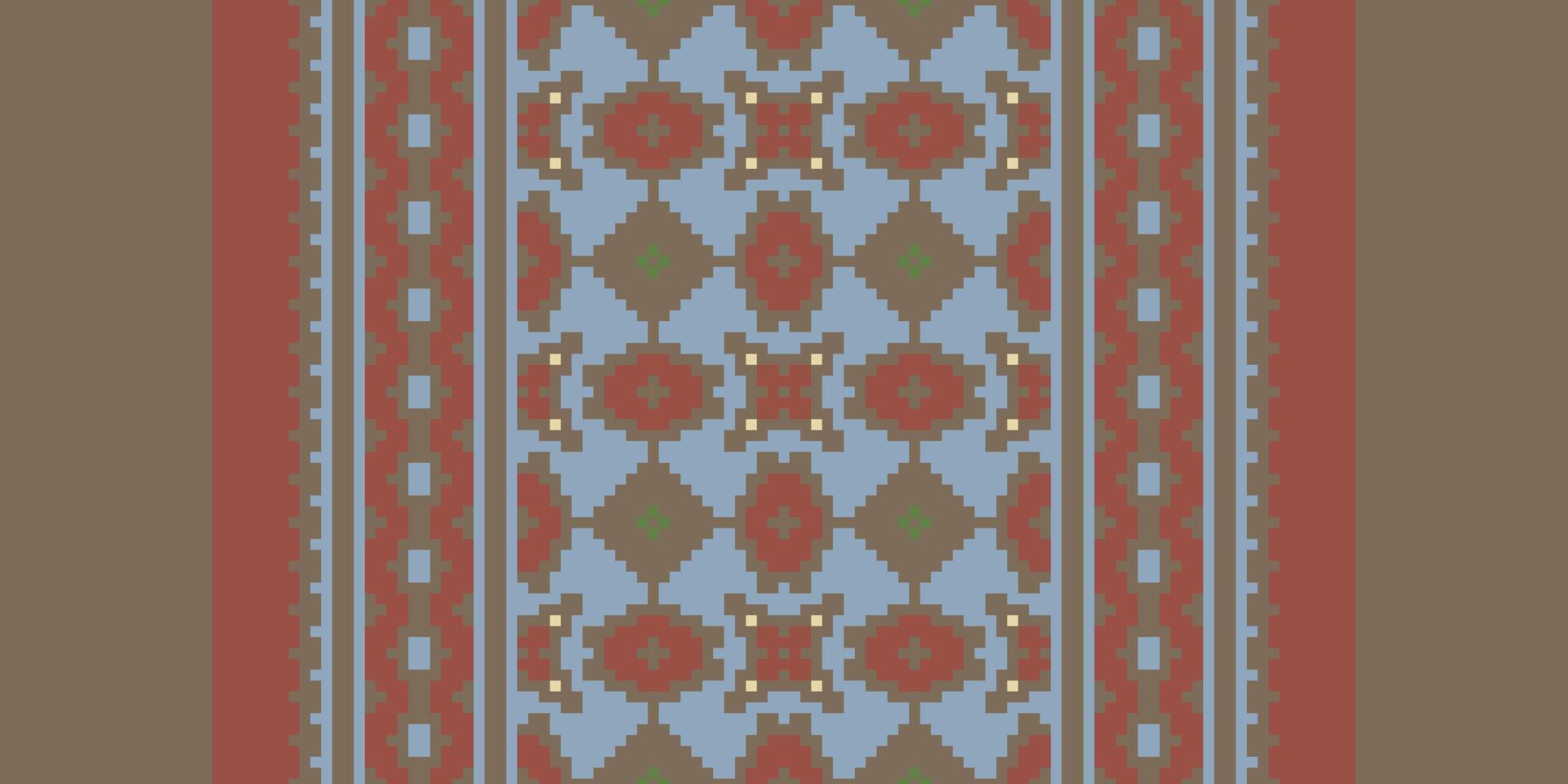 Navajo pattern Seamless Mughal architecture Motif embroidery, Pixel Ikat embroidery Design for Print Texture fabric saree sari carpet. kurta patola saree vector