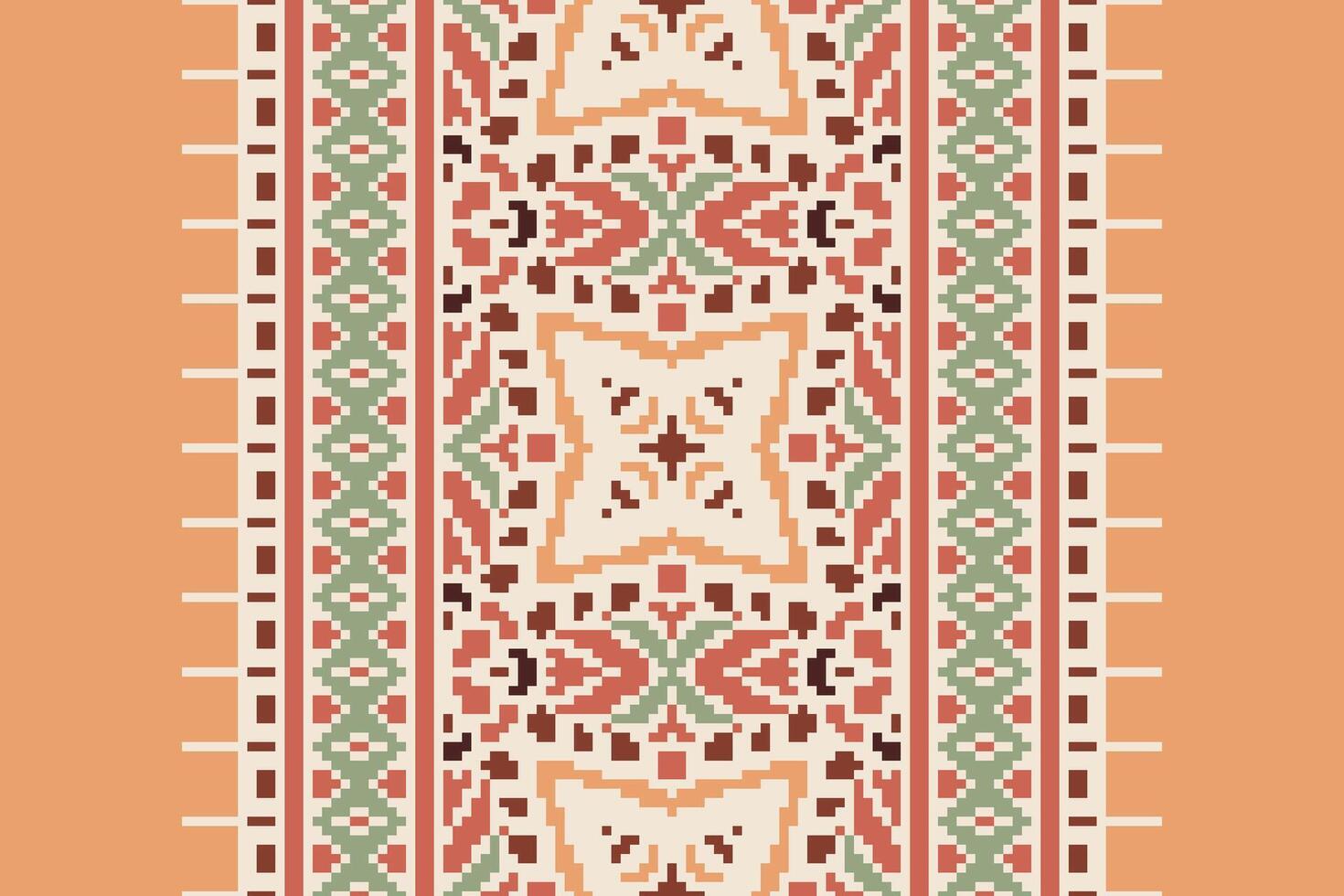 Dupatta pattern Seamless Native American, Motif embroidery, Pixel Ikat embroidery Design for Print Texture fabric saree sari carpet. kurta patola saree vector