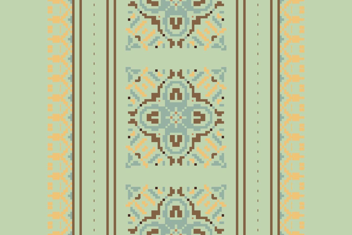 Dupatta pattern Seamless Native American, Motif embroidery, Pixel Ikat embroidery Design for Print figure tribal ink on cloth patola sari vector