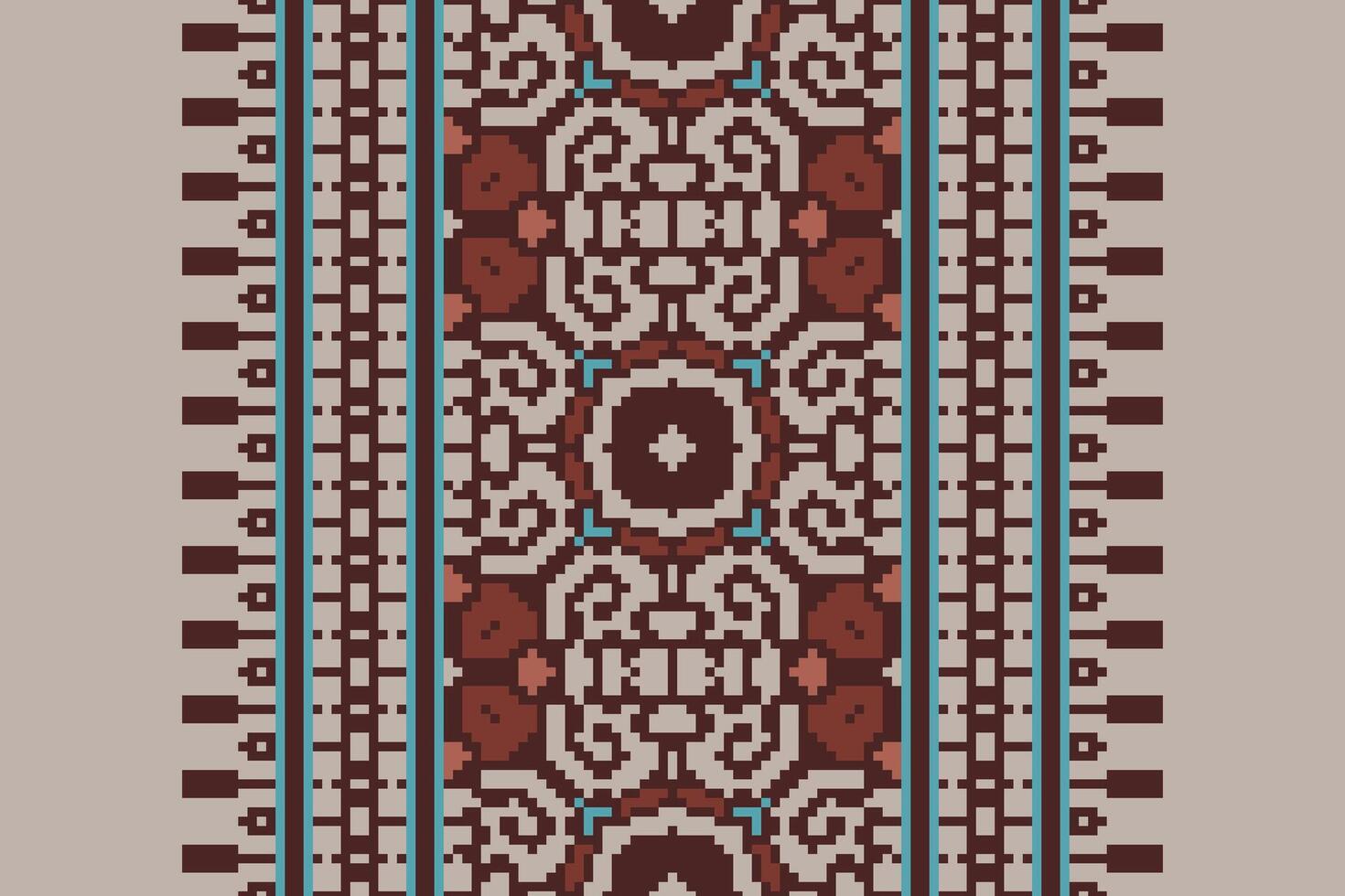 Dupatta pattern Seamless Bandana print silk Motif embroidery, Pixel Ikat embroidery Design for Print scandinavian pattern saree ethnic nativity gypsy pattern vector