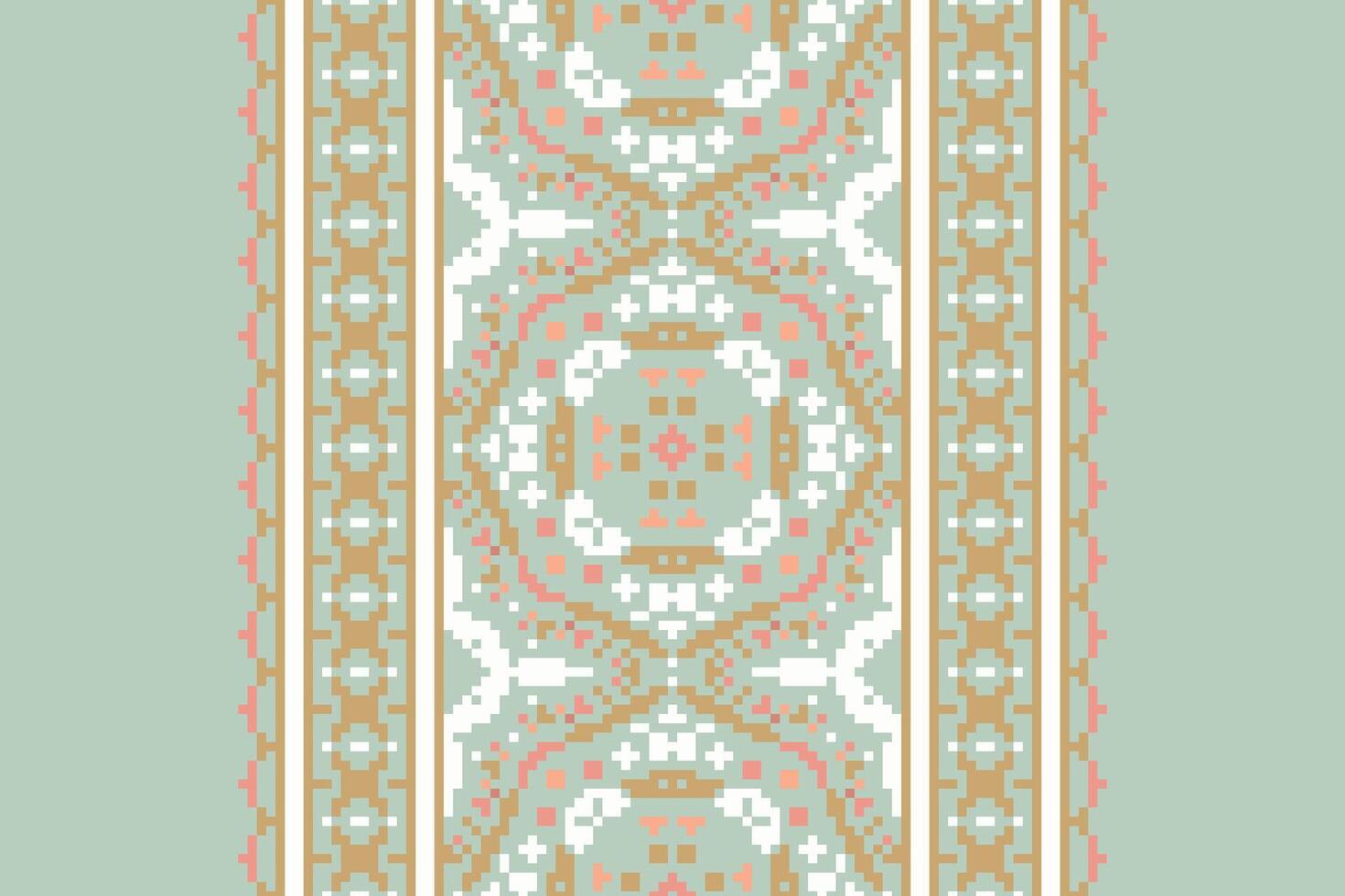 Dupatta pattern Seamless Bandana print silk Motif embroidery, Pixel Ikat embroidery Design for Print kurta pattern mughal motifs tapestry pattern floral repeat vector