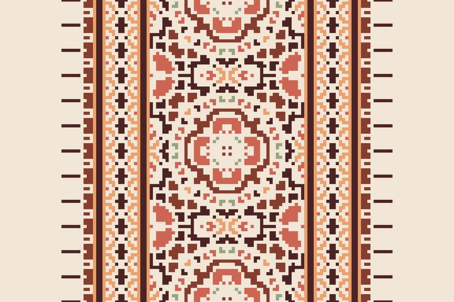 Dupatta pattern Seamless Bandana print silk Motif embroidery, Pixel Ikat embroidery Design for Print indigenous art aboriginal art pattern floral kurti mughal border vector