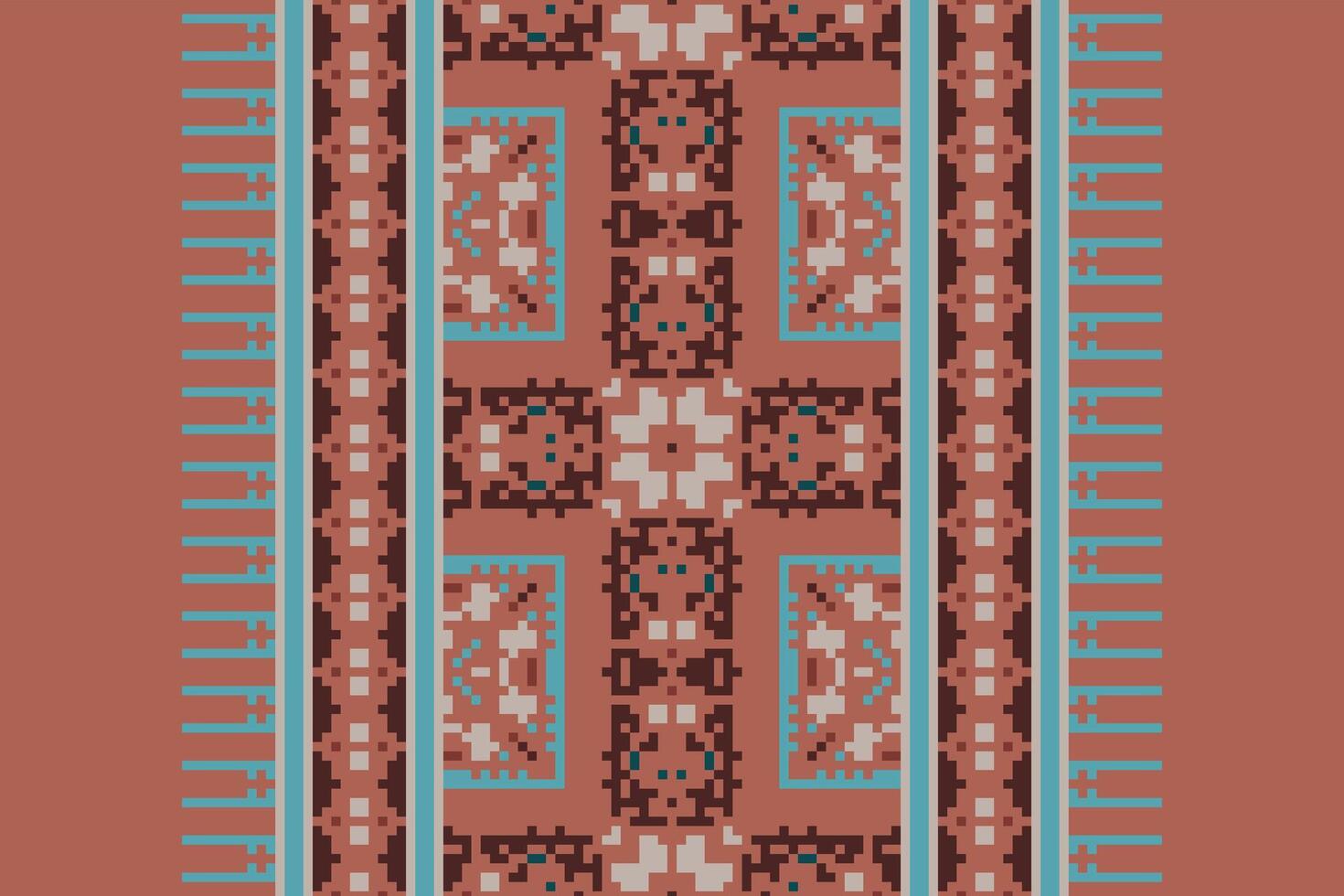 Dupatta pattern Seamless Bandana print silk Motif embroidery, Pixel Ikat embroidery Design for Print pattern vintage flower folk navajo patchwork pattern vector