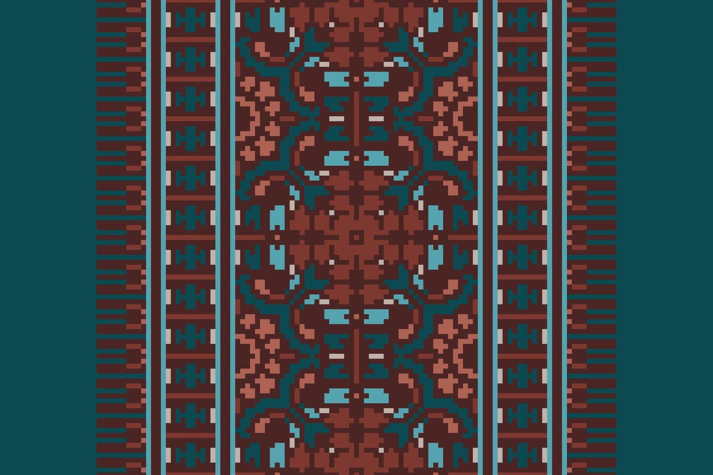 Dupatta pattern Seamless Bandana print silk Motif embroidery, Pixel Ikat embroidery Design for Print jacquard slavic pattern folklore pattern kente arabesque vector