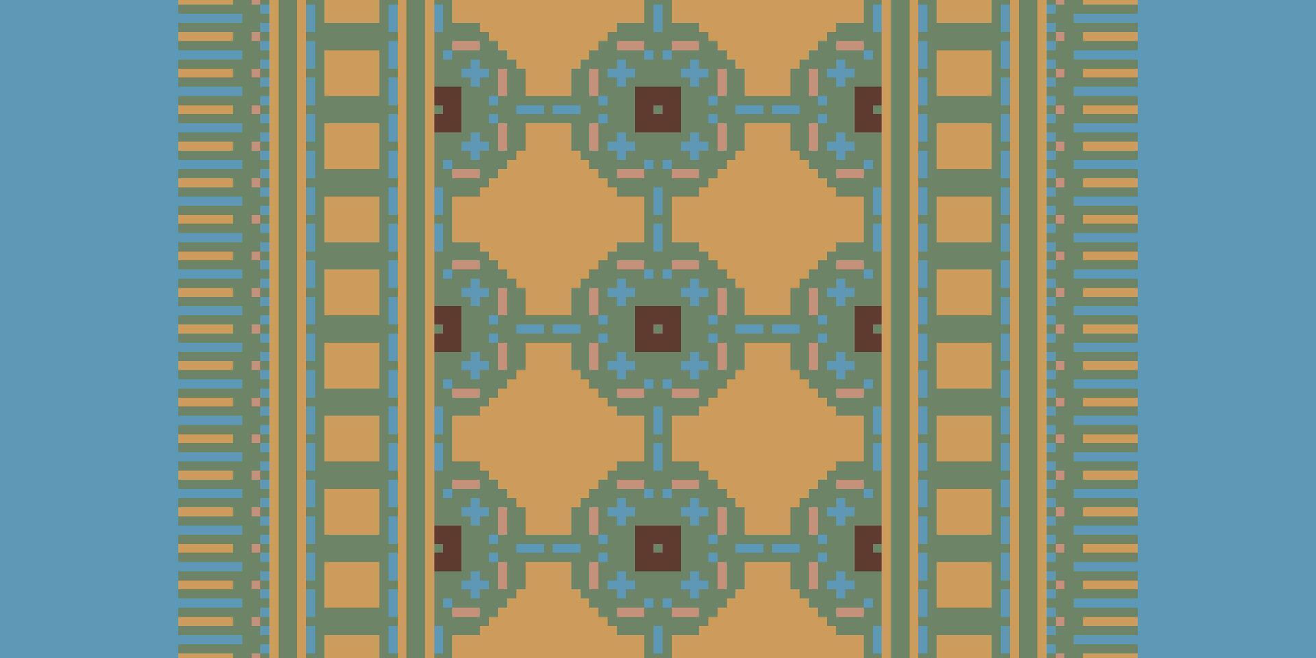 Navajo pattern Seamless Mughal architecture Motif embroidery, Pixel Ikat embroidery Design for Print scarf hijab pattern kerchief Pixel Ikat Silk kurti model mughal patterns vector