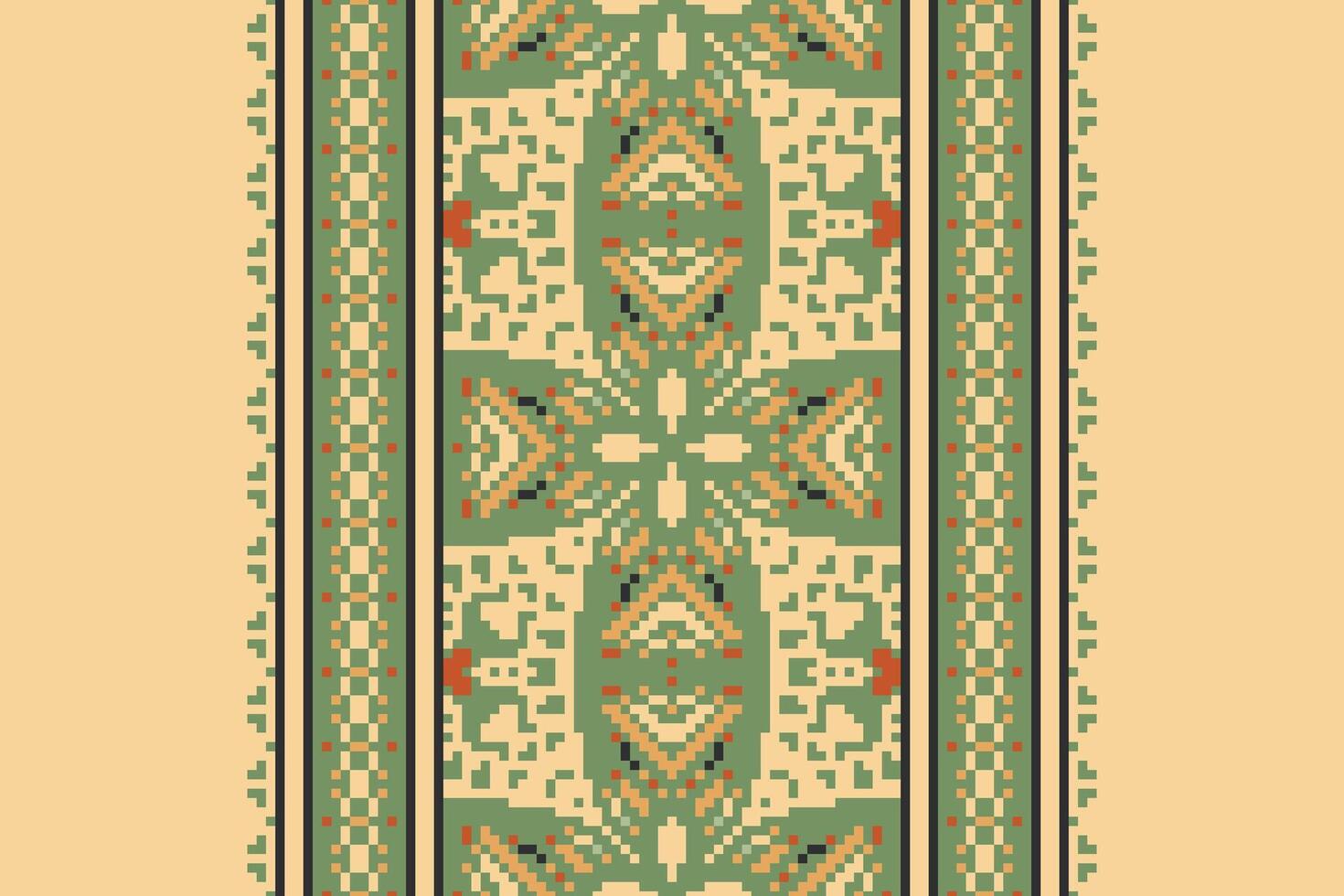 Dupatta pattern Seamless Mughal architecture Motif embroidery, Pixel Ikat embroidery Design for Print endless arabesque cloth dupatta shawl bandana print silk kurta men vector