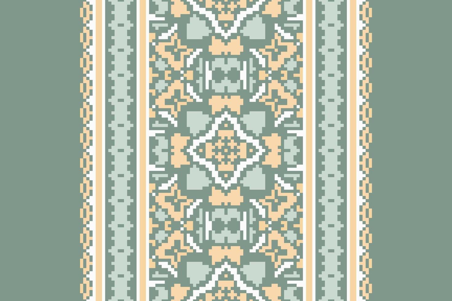 Dupatta pattern Seamless Mughal architecture Motif embroidery, Pixel Ikat embroidery Design for Print scandinavian pattern saree ethnic nativity gypsy pattern vector