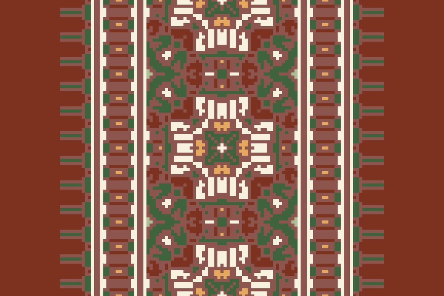 Dupatta pattern Seamless Scandinavian pattern Motif embroidery, Pixel Ikat embroidery Design for Print figure tribal ink on cloth patola sari vector