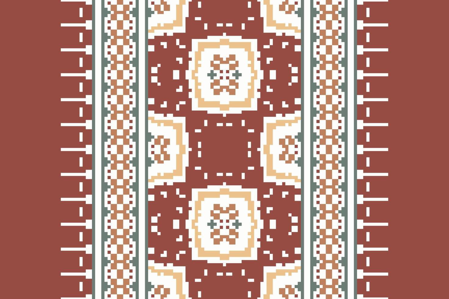 Ancient patterns Seamless Bandana print silk Motif embroidery, Pixel Ikat embroidery Design for Print vyshyvanka placemat quilt sarong sarong beach kurtis Indian motifs vector