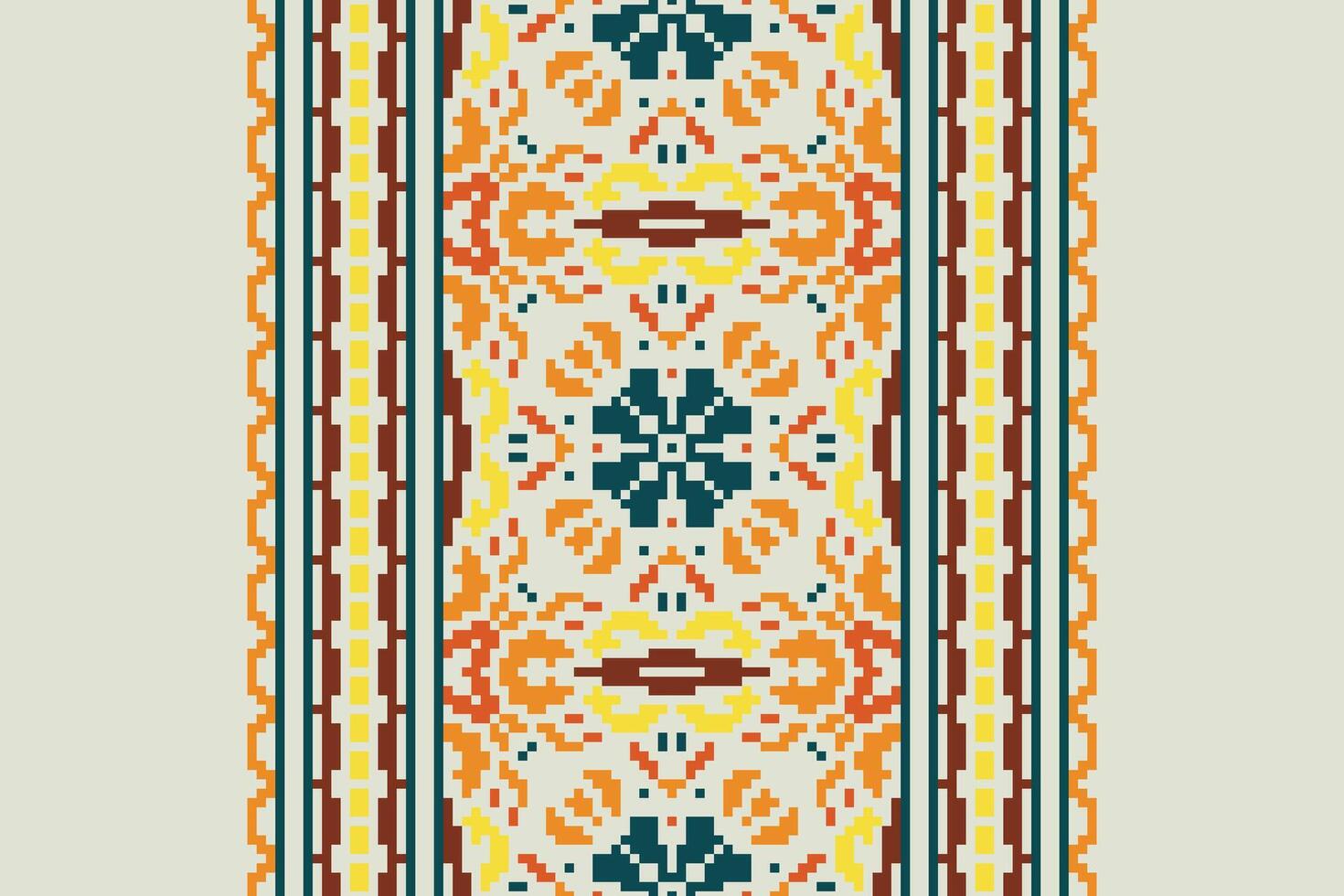 Ancient patterns Seamless Bandana print silk Motif embroidery, Pixel Ikat embroidery Design for Print jacquard slavic pattern folklore pattern kente arabesque vector