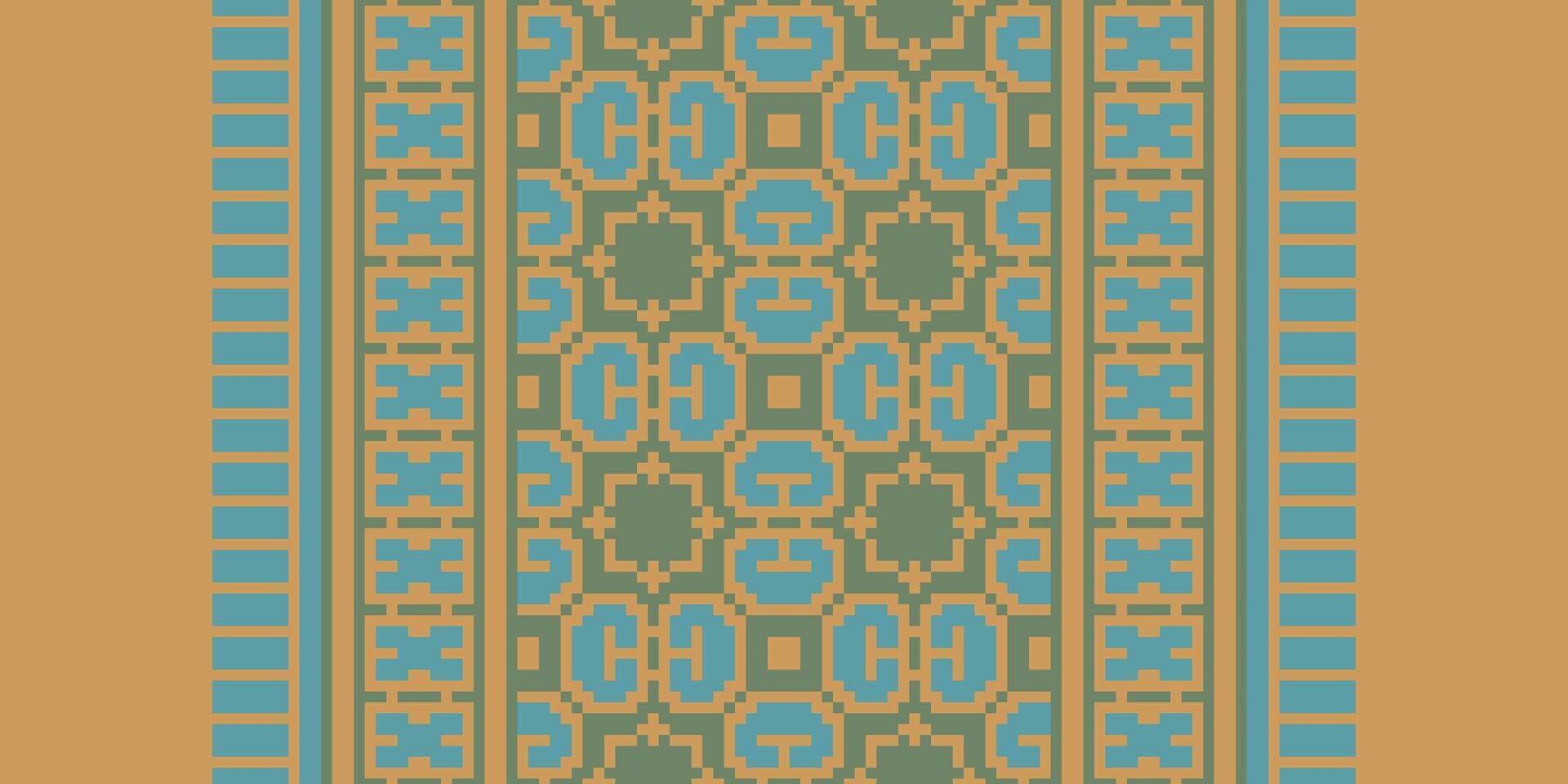 Navajo pattern Seamless Mughal architecture Motif embroidery, Pixel Ikat embroidery Design for Print figure tribal ink on cloth patola sari vector