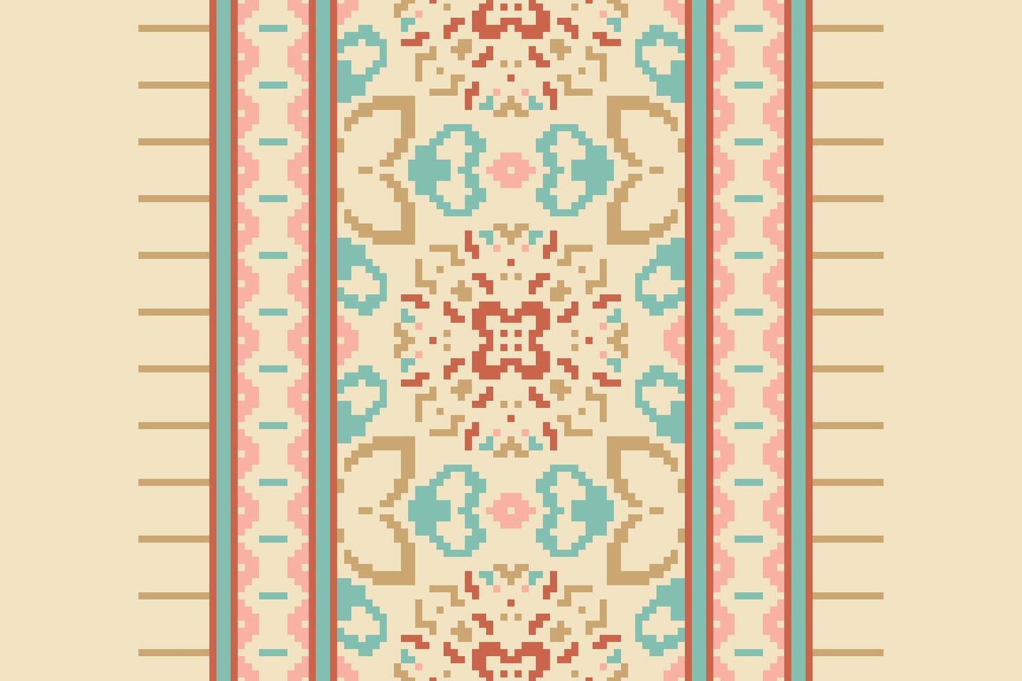 Ancient patterns Seamless Scandinavian pattern Motif embroidery, Pixel Ikat embroidery Design for Print endless arabesque cloth dupatta shawl bandana print silk kurta men vector