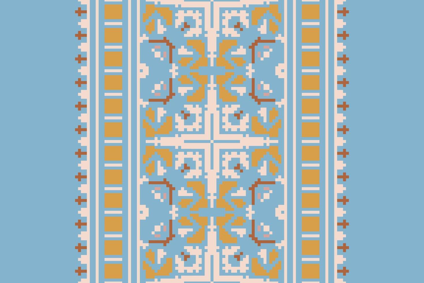 Bukhara pattern Seamless Native American, Motif embroidery, Pixel Ikat embroidery Design for Print Texture fabric saree sari carpet. kurta patola saree vector