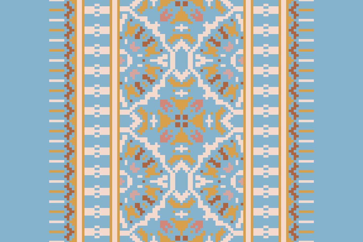 Bukhara pattern Seamless Native American, Motif embroidery, Pixel Ikat embroidery Design for Print endless arabesque cloth dupatta shawl bandana print silk kurta men vector
