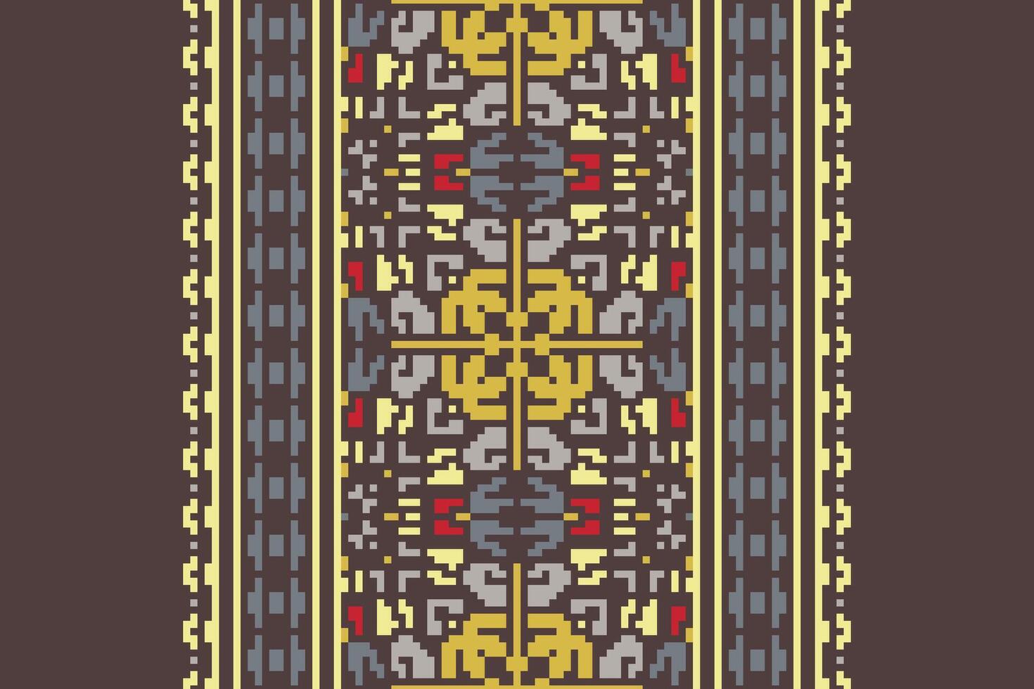 Ancient patterns Seamless Scandinavian pattern Motif embroidery, Pixel Ikat embroidery Design for Print Texture fabric saree sari carpet. kurta patola saree vector