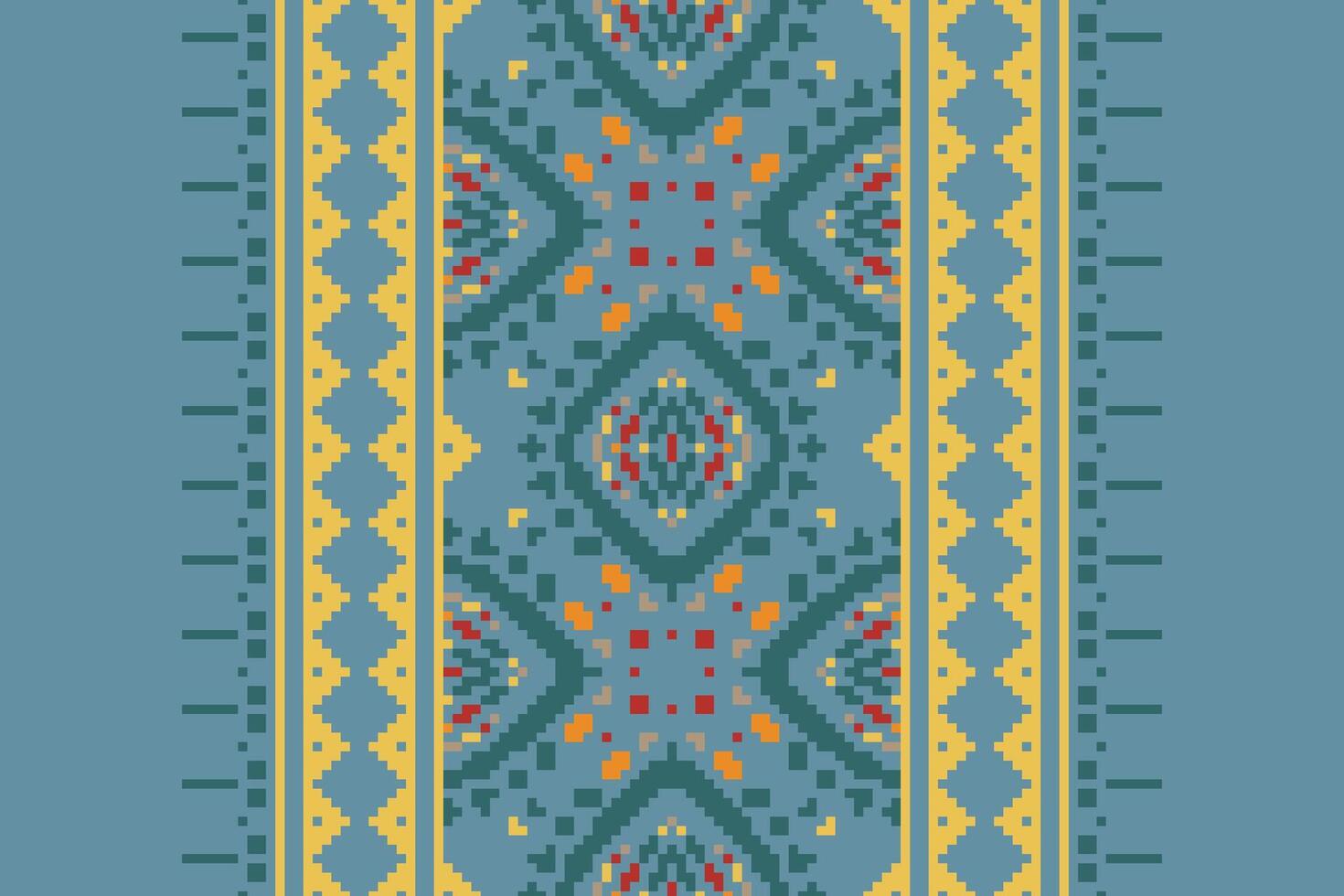 Bukhara pattern Seamless Native American, Motif embroidery, Pixel Ikat embroidery Design for Print figure tribal ink on cloth patola sari vector
