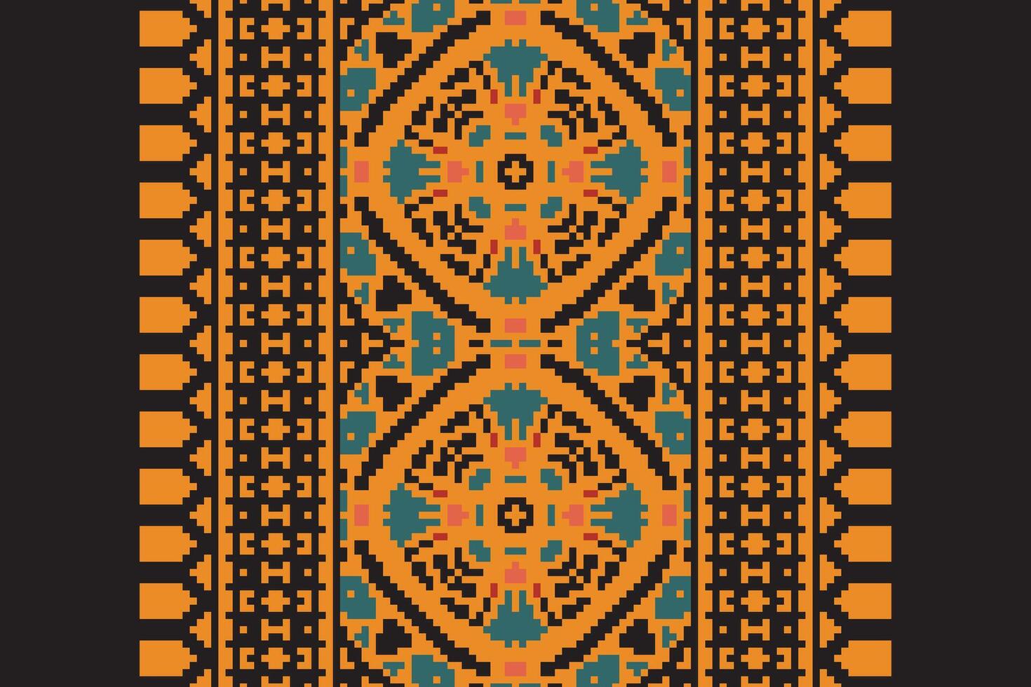 Bukhara pattern Seamless Native American, Motif embroidery, Pixel Ikat embroidery Design for Print egyptian pattern tibetan mandala bandanna vector