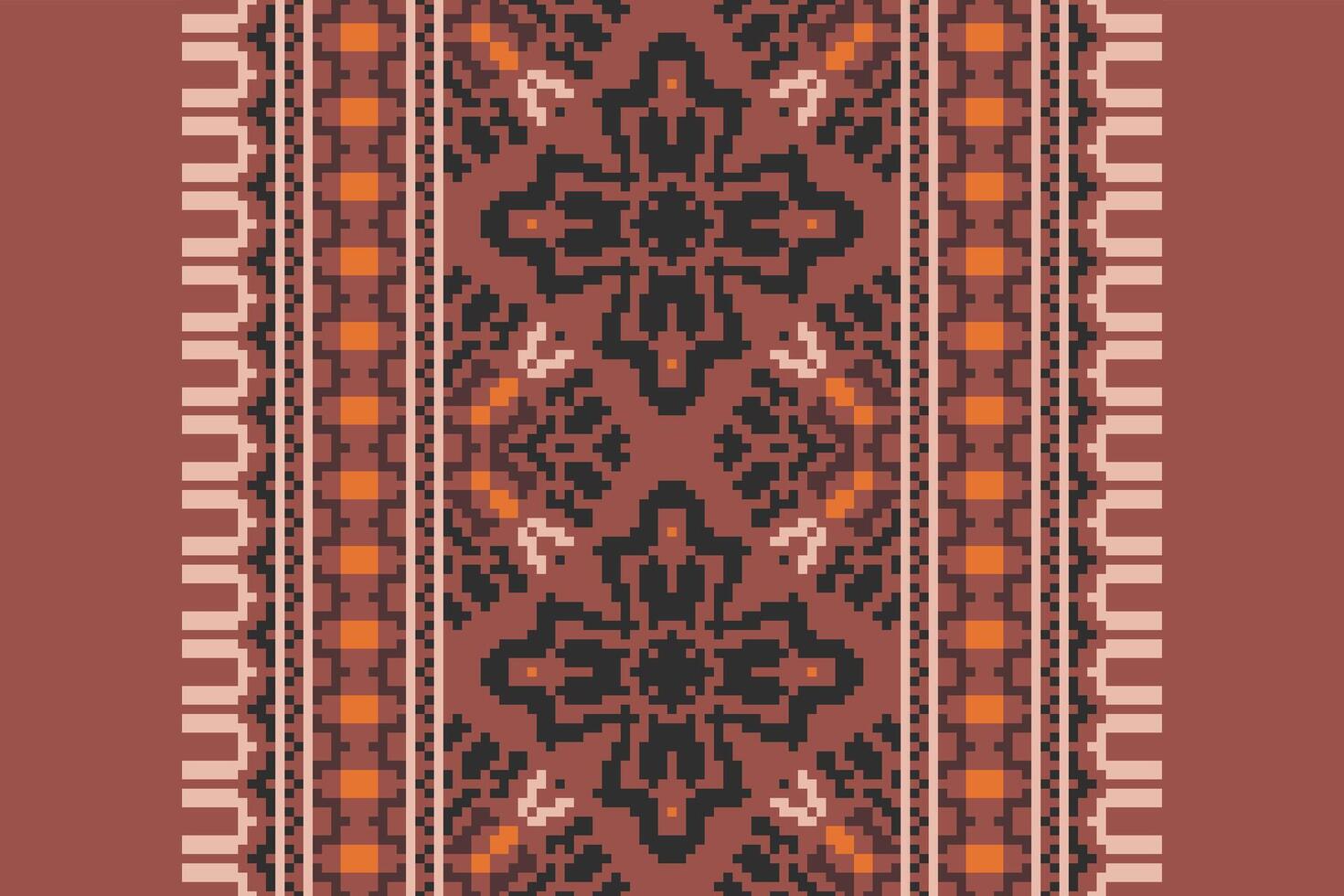 Bukhara pattern Seamless Bandana print silk Motif embroidery, Pixel Ikat embroidery Design for Print pattern vintage flower folk navajo patchwork pattern vector