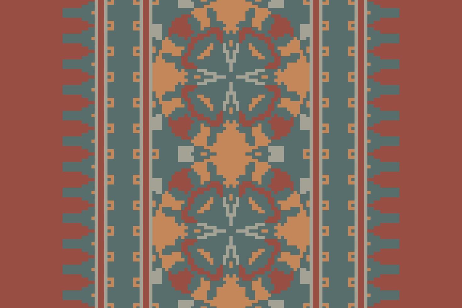 Bukhara pattern Seamless Bandana print silk Motif embroidery, Pixel Ikat embroidery Design for Print indonesian batik motif embroidery native american kurta mughal design vector