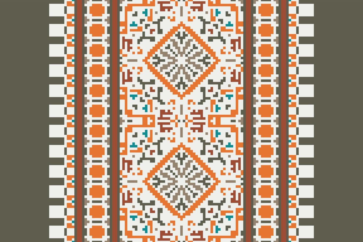 Bukhara pattern Seamless Mughal architecture Motif embroidery, Pixel Ikat embroidery Design for Print jacquard slavic pattern folklore pattern kente arabesque vector