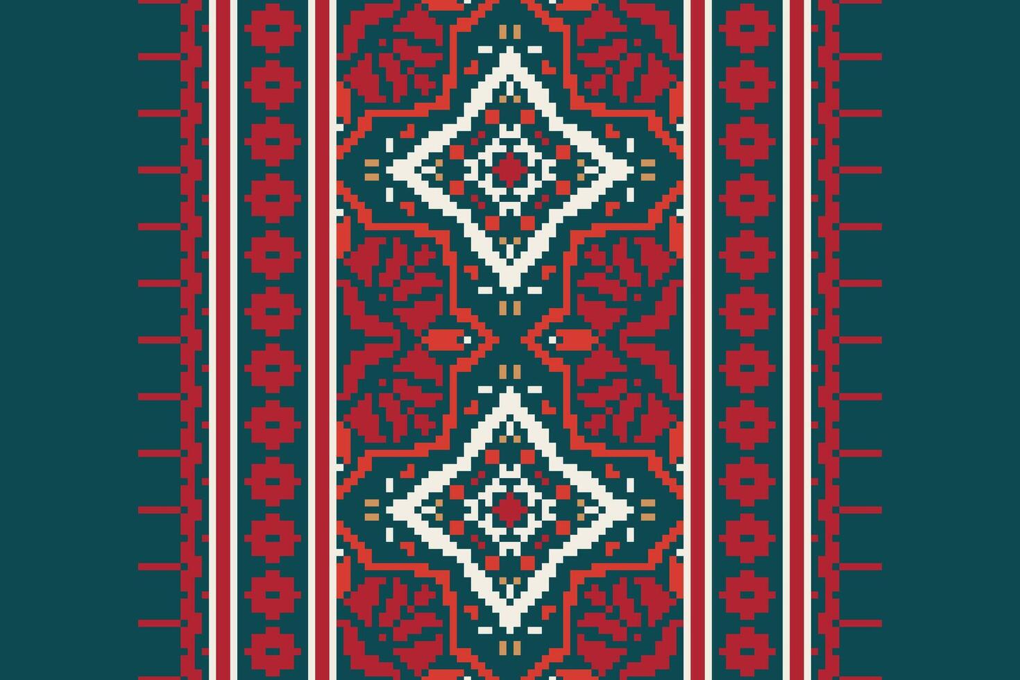 Bukhara pattern Seamless Scandinavian pattern Motif embroidery, Pixel Ikat embroidery Design for Print vyshyvanka placemat quilt sarong sarong beach kurtis Indian motifs vector