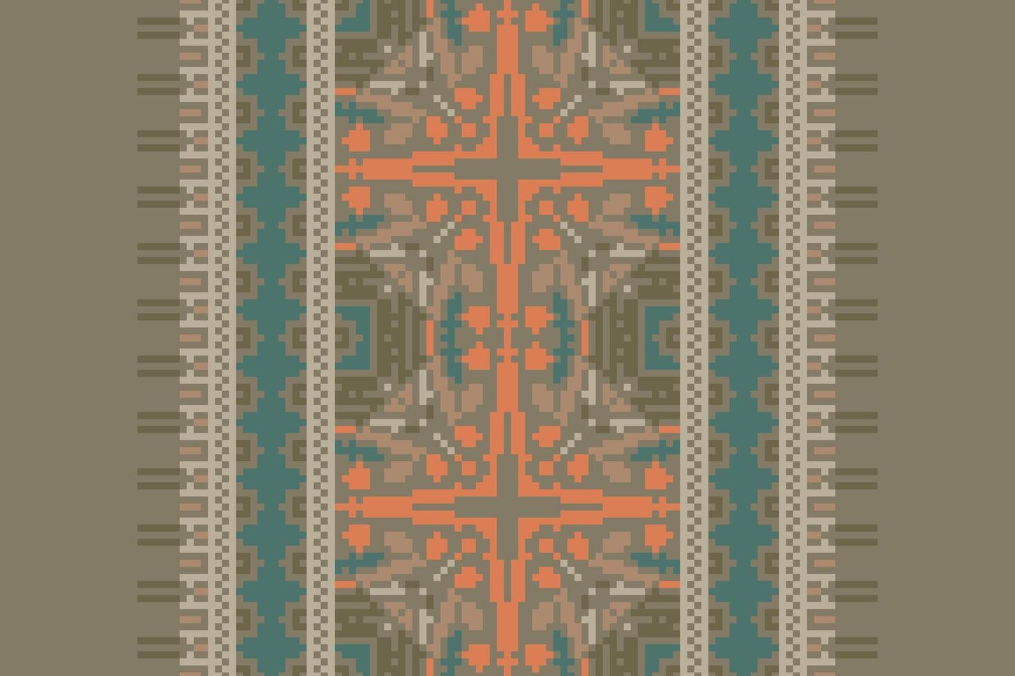 Bukhara pattern Seamless Scandinavian pattern Motif embroidery, Pixel Ikat embroidery Design for Print tapestry floral kimono repeat pattern lacing spanish motif vector