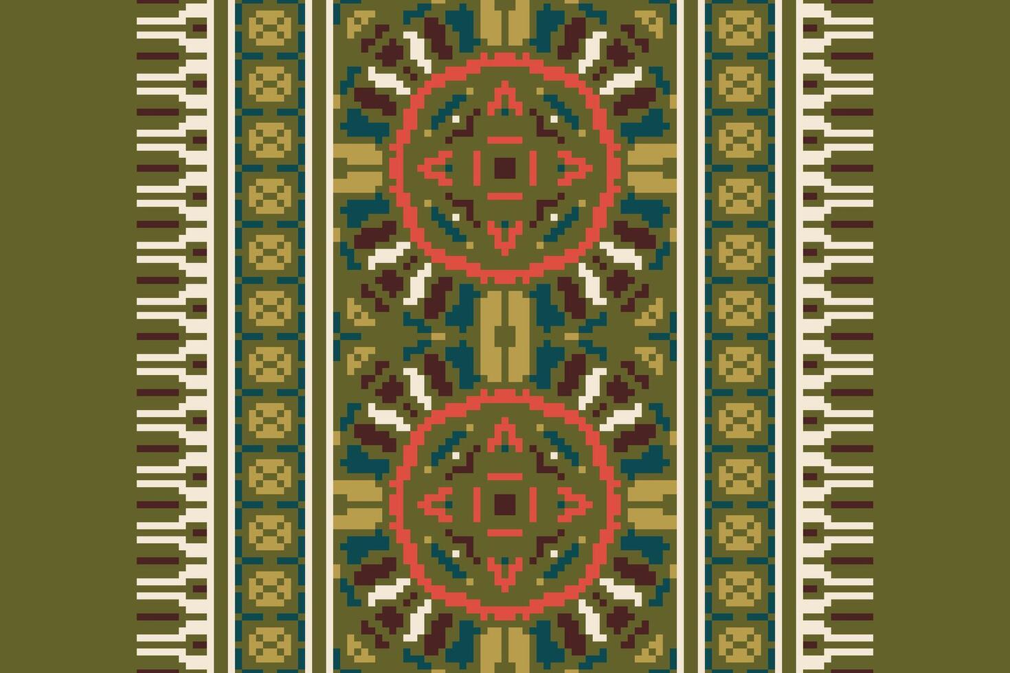 Bukhara pattern Seamless Scandinavian pattern Motif embroidery, Pixel Ikat embroidery Design for Print egyptian pattern tibetan mandala bandanna vector