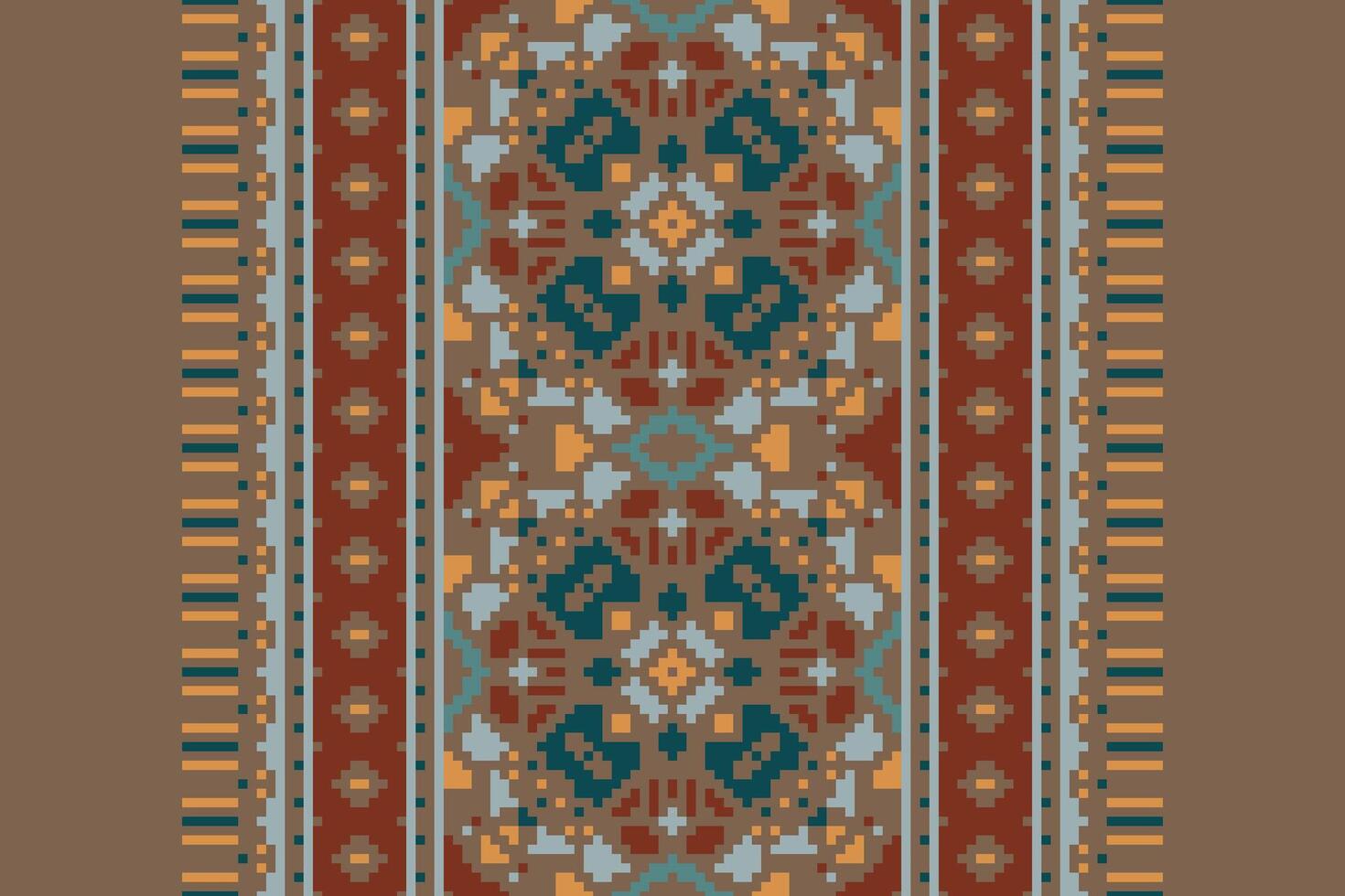 Fashion pattern Seamless Native American, Motif embroidery, Pixel Ikat embroidery Design for Print pattern vintage flower folk navajo patchwork pattern vector