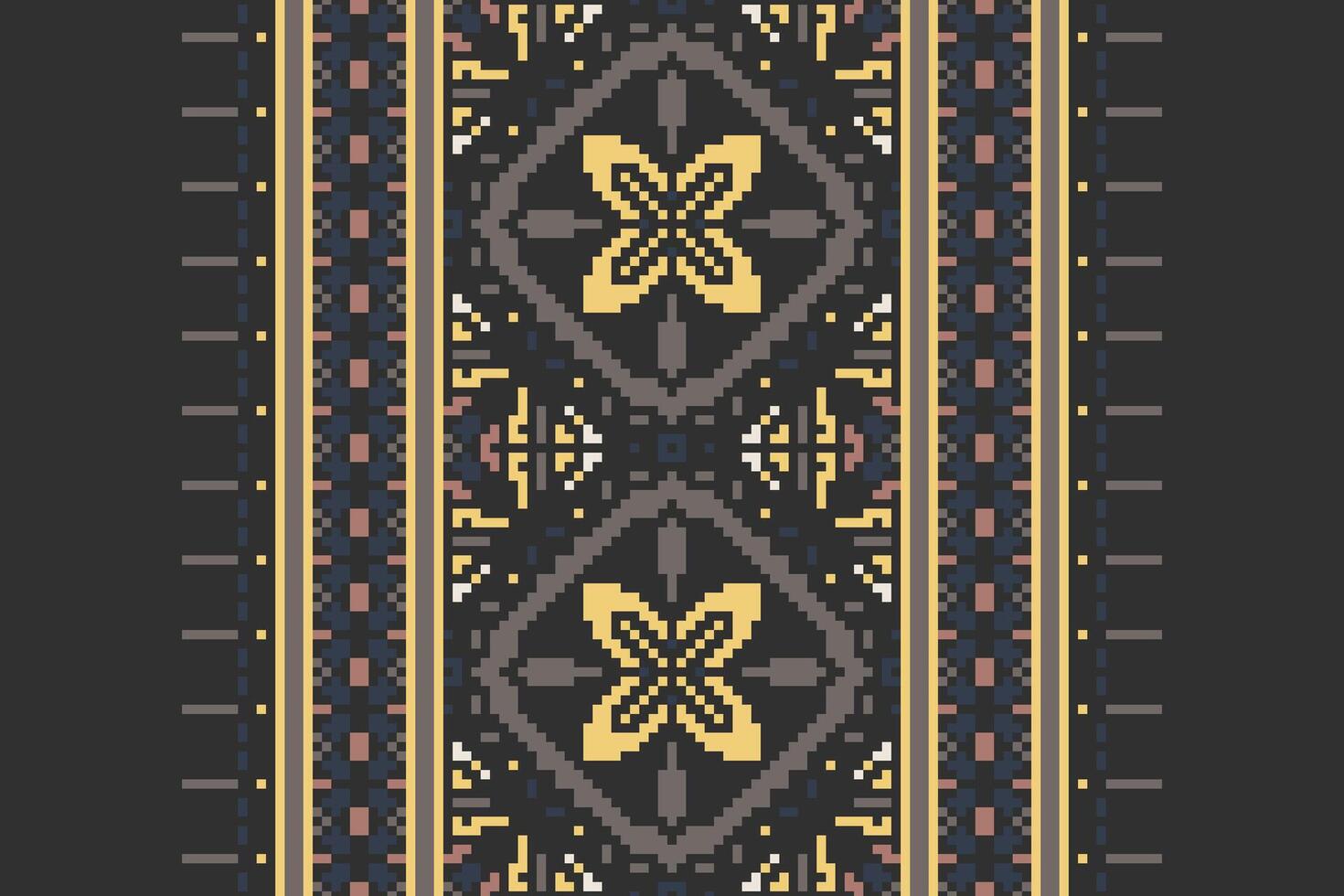 Fashion pattern Seamless Bandana print silk Motif embroidery, Pixel Ikat embroidery Design for Print scandinavian pattern saree ethnic nativity gypsy pattern vector