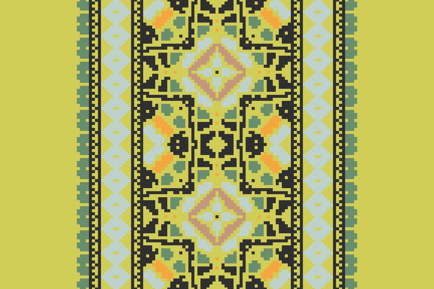 Fashion pattern Seamless Bandana print silk Motif embroidery, Pixel Ikat embroidery Design for Print tapestry floral kimono repeat pattern lacing spanish motif vector