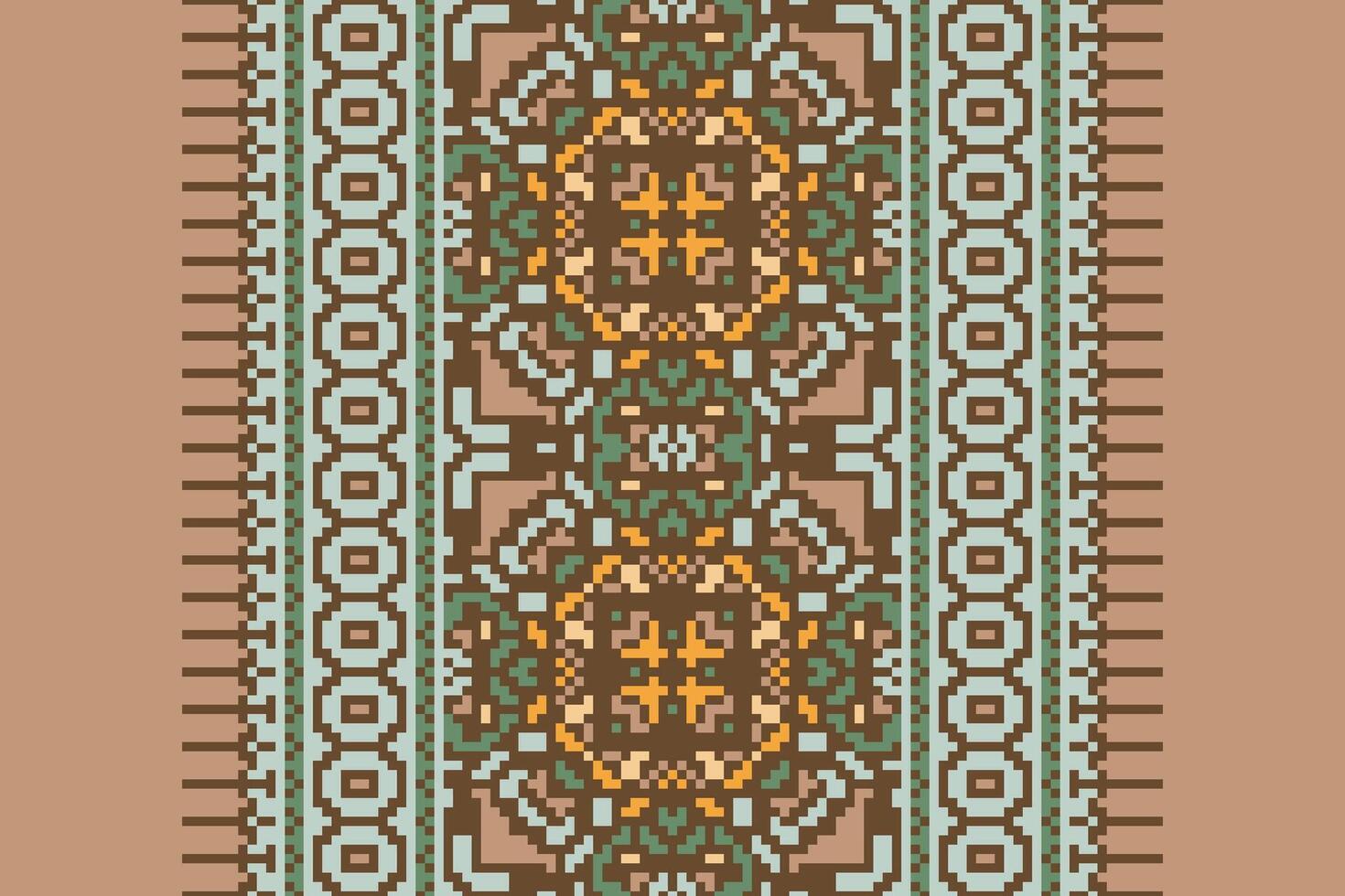 Fashion pattern Seamless Bandana print silk Motif embroidery, Pixel Ikat embroidery Design for Print pattern vintage flower folk navajo patchwork pattern vector