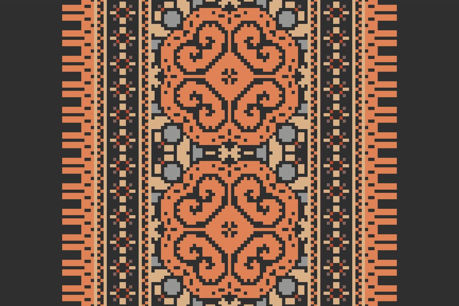 Fashion pattern Seamless Mughal architecture Motif embroidery, Pixel Ikat embroidery Design for Print endless arabesque cloth dupatta shawl bandana print silk kurta men vector