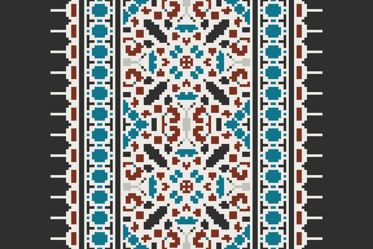 Fashion pattern Seamless Mughal architecture Motif embroidery, Pixel Ikat embroidery Design for Print scarf hijab pattern kerchief Pixel Ikat Silk kurti model mughal patterns vector