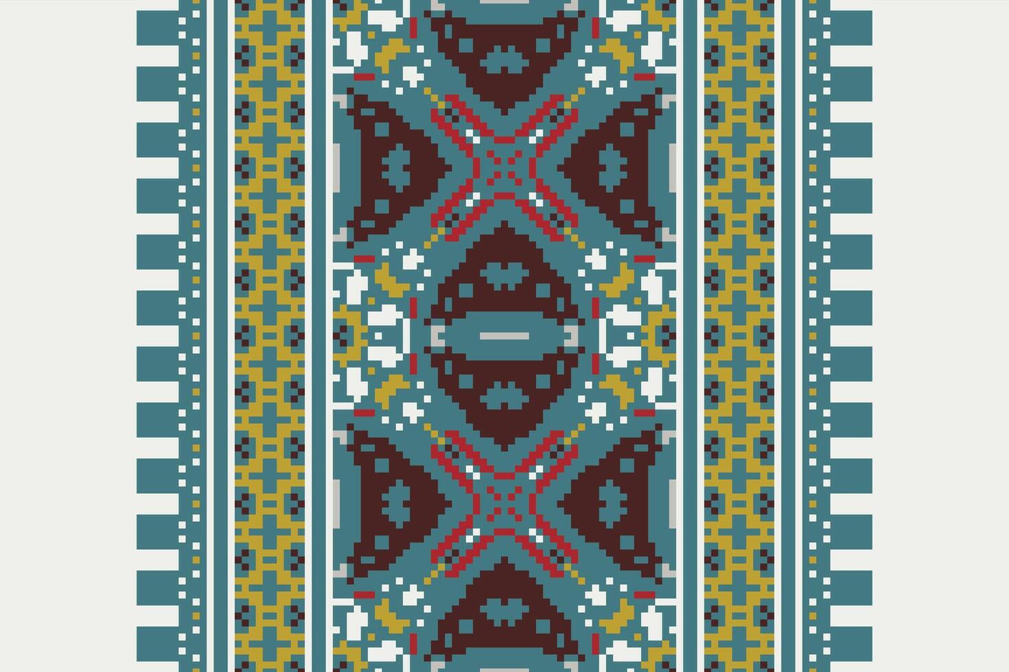 Fashion pattern Seamless Scandinavian pattern Motif embroidery, Pixel Ikat embroidery Design for Print scarf hijab pattern kerchief Pixel Ikat Silk kurti model mughal patterns vector