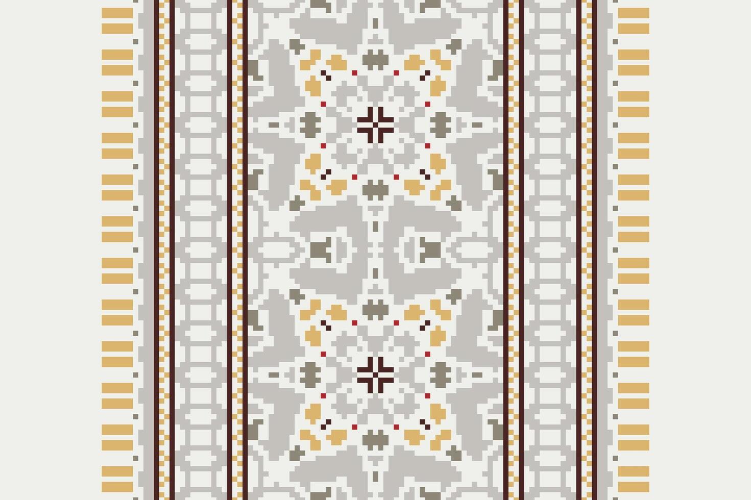 Fashion pattern Seamless Scandinavian pattern Motif embroidery, Pixel Ikat embroidery Design for Print indigenous art aboriginal art pattern floral kurti mughal border vector