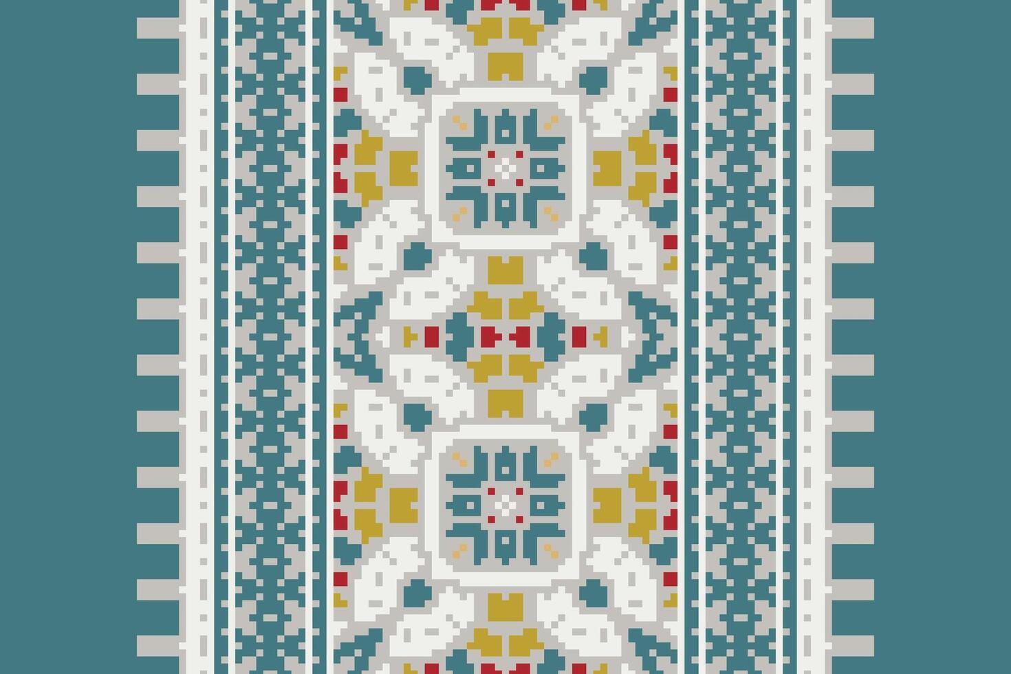 Fashion pattern Seamless Scandinavian pattern Motif embroidery, Pixel Ikat embroidery Design for Print tapestry floral kimono repeat pattern lacing spanish motif vector