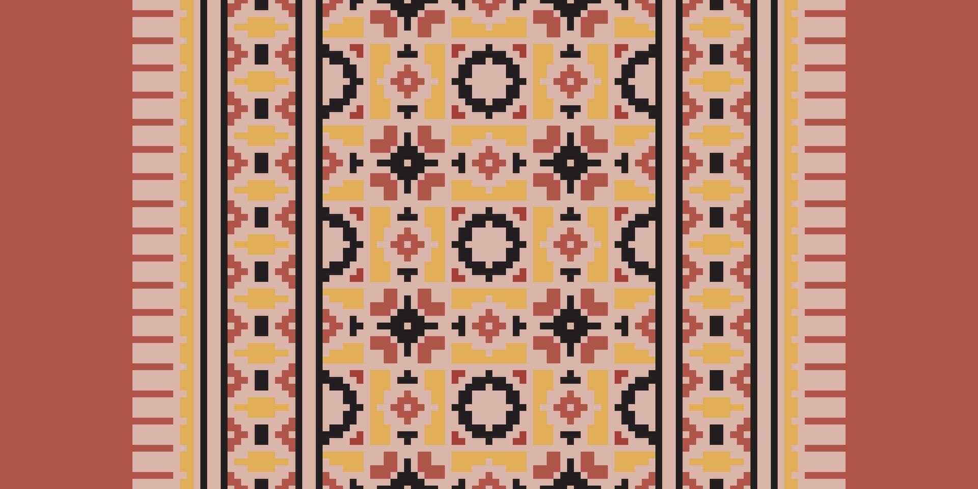 Navajo pattern Seamless Scandinavian pattern Motif embroidery, Pixel Ikat embroidery Design for Print egyptian pattern tibetan mandala bandanna vector