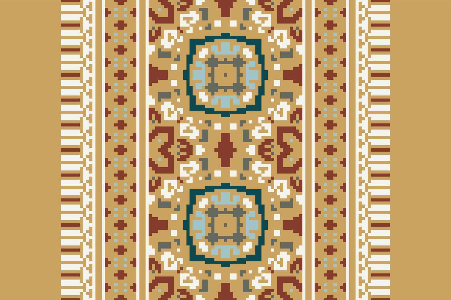 Tissue Dupatta Seamless Bandana print silk Motif embroidery, Pixel Ikat embroidery Design for Print australian curtain pattern geometric pillow model kurti mughal flowers vector