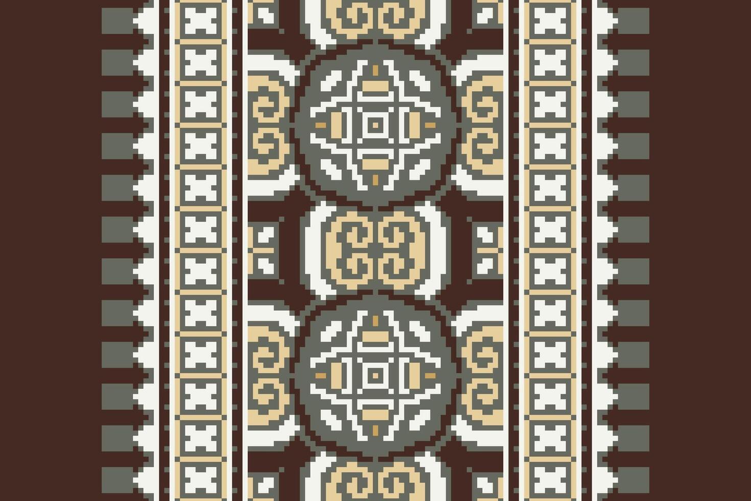Tissue Dupatta Seamless Bandana print silk Motif embroidery, Pixel Ikat embroidery Design for Print vyshyvanka placemat quilt sarong sarong beach kurtis Indian motifs vector