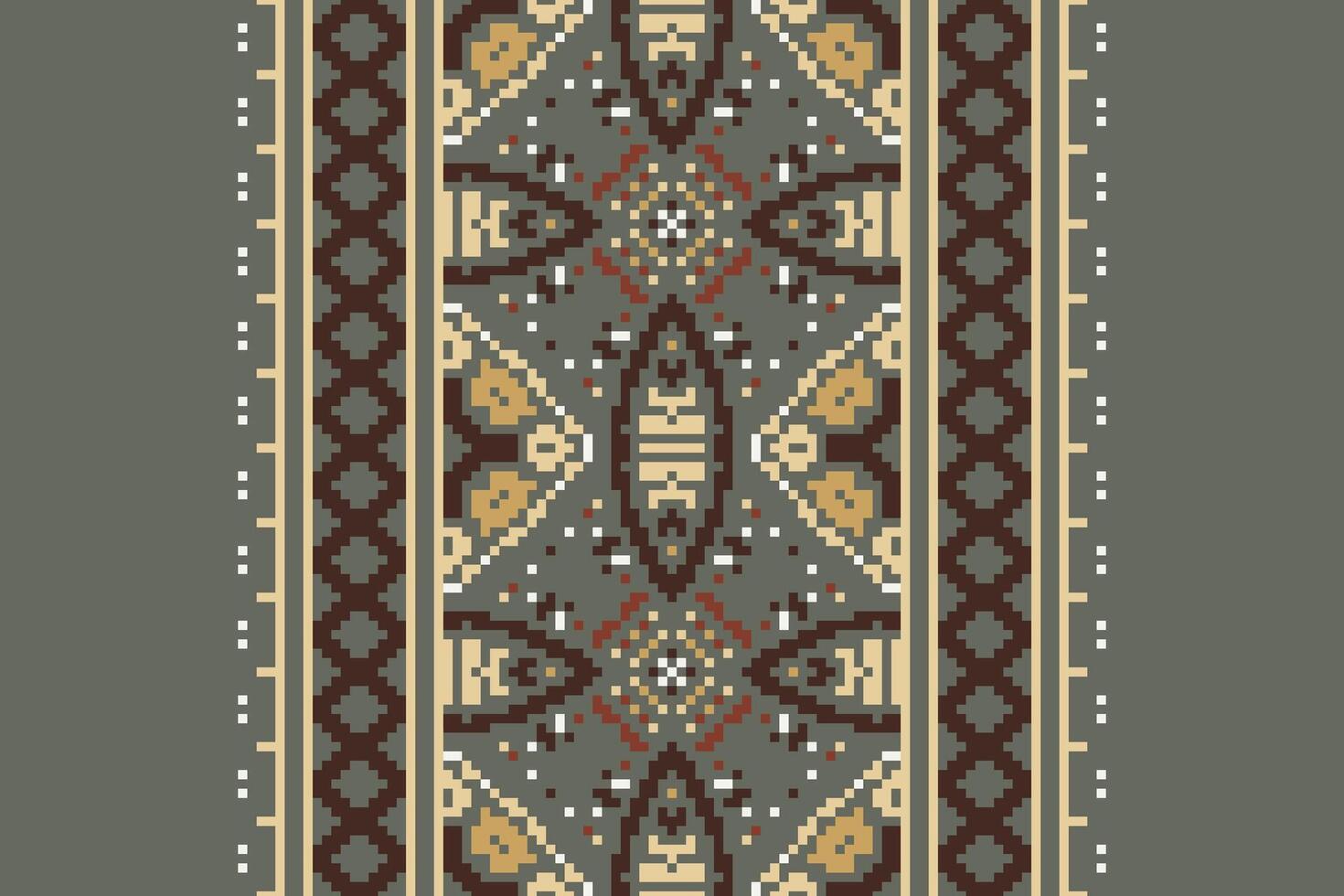 Tissue Dupatta Seamless Bandana print silk Motif embroidery, Pixel Ikat embroidery Design for Print scarf hijab pattern kerchief Pixel Ikat Silk kurti model mughal patterns vector
