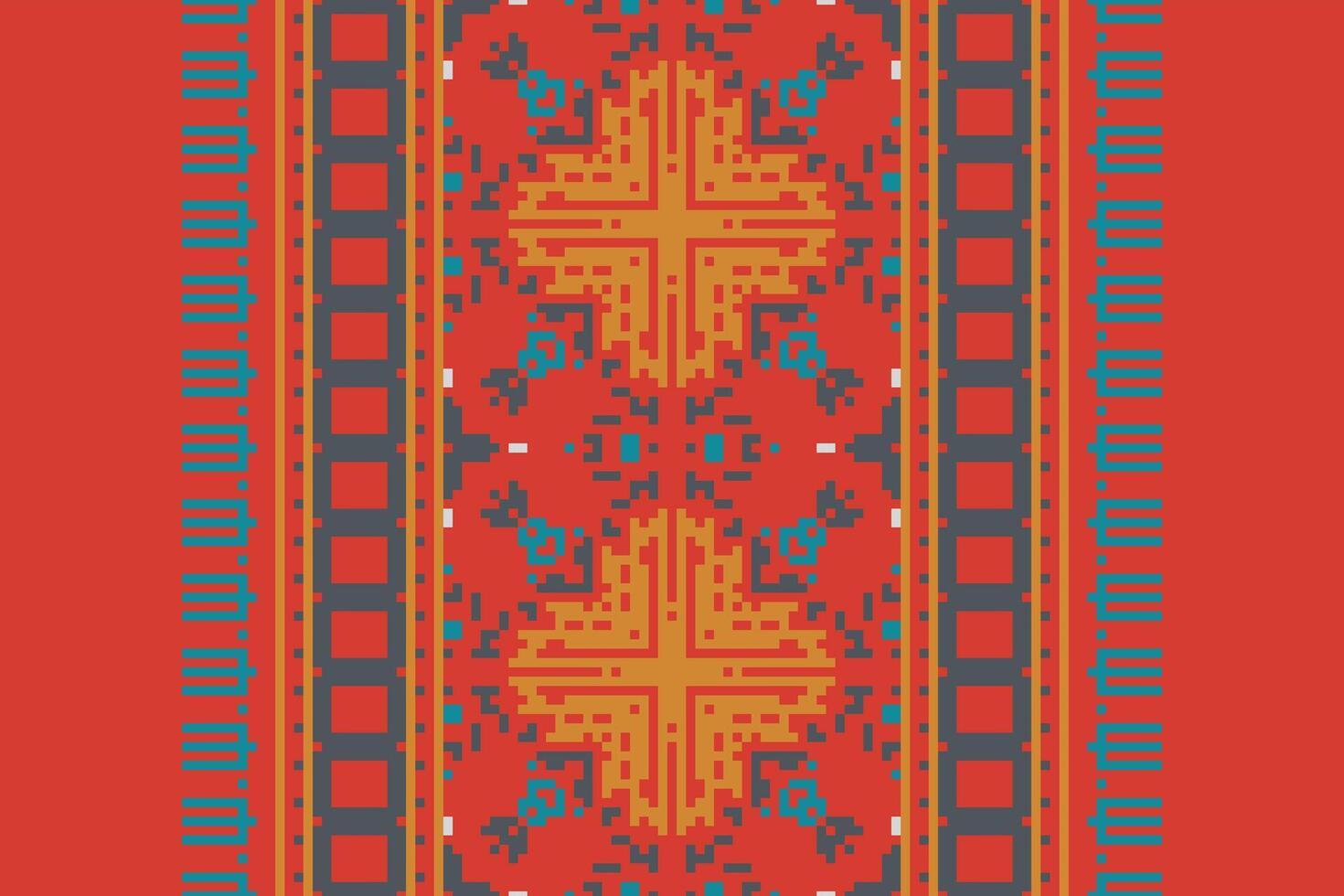 Tissue Dupatta Seamless Australian aboriginal pattern Motif embroidery, Pixel Ikat embroidery Design for Print border embroidery ancient egypt vector