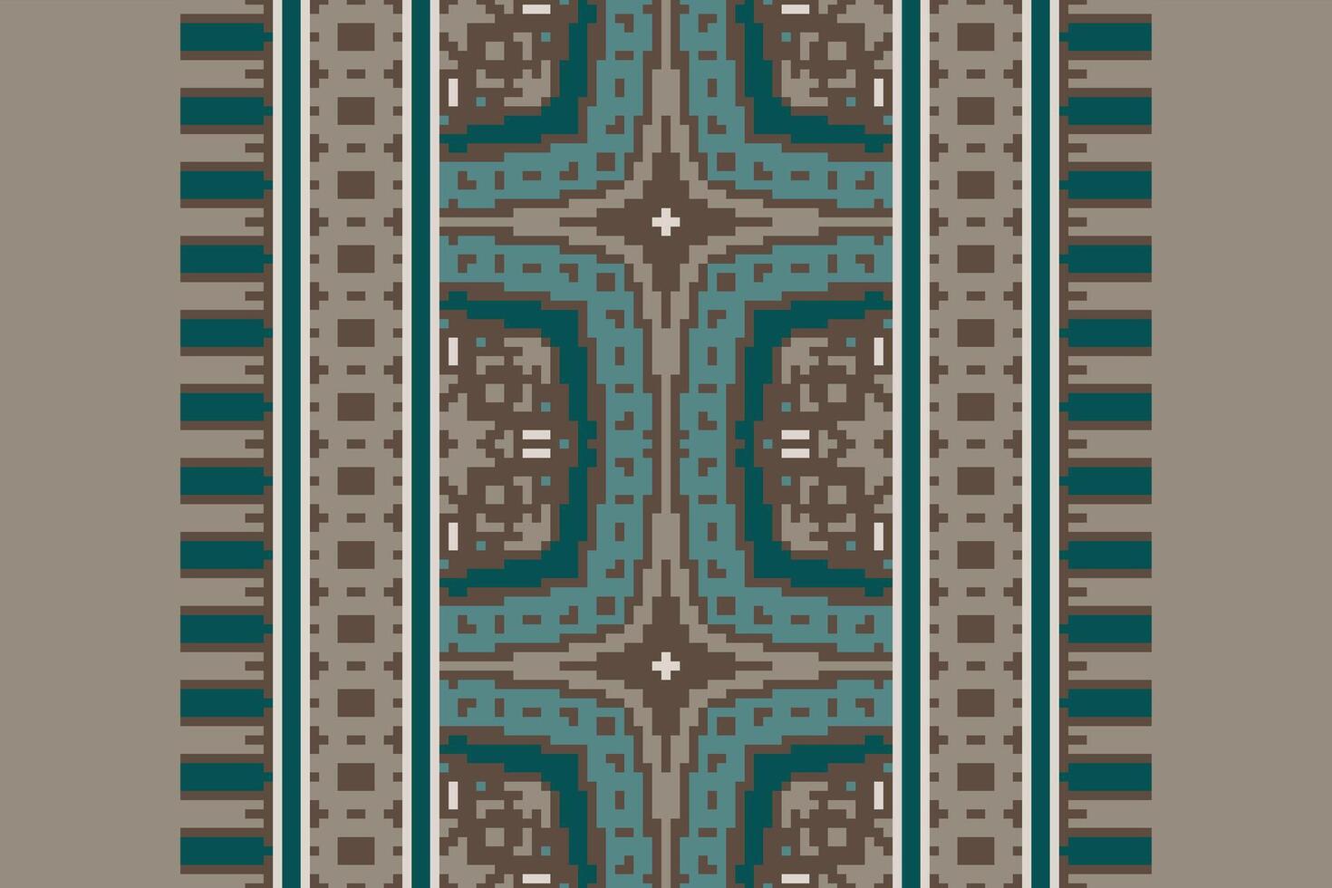 Tissue Dupatta Seamless Australian aboriginal pattern Motif embroidery, Pixel Ikat embroidery Design for Print egyptian pattern tibetan mandala bandanna vector