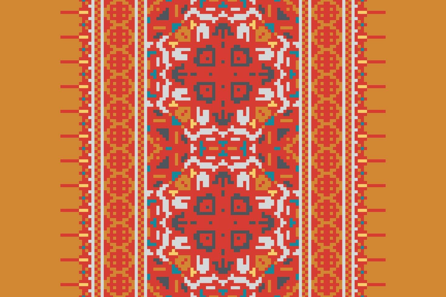 Tissue Dupatta Seamless Australian aboriginal pattern Motif embroidery, Pixel Ikat embroidery Design for Print figure tribal ink on cloth patola sari vector